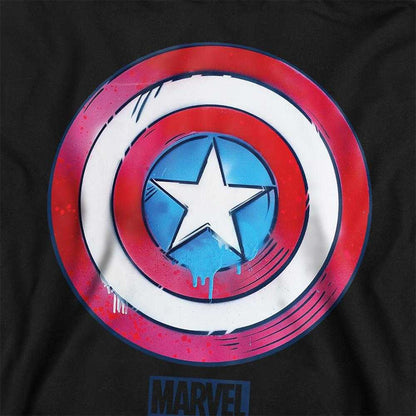 Black - Pack Shot - Captain America Childrens-Kids Drip Shield Pull Over Hoodie