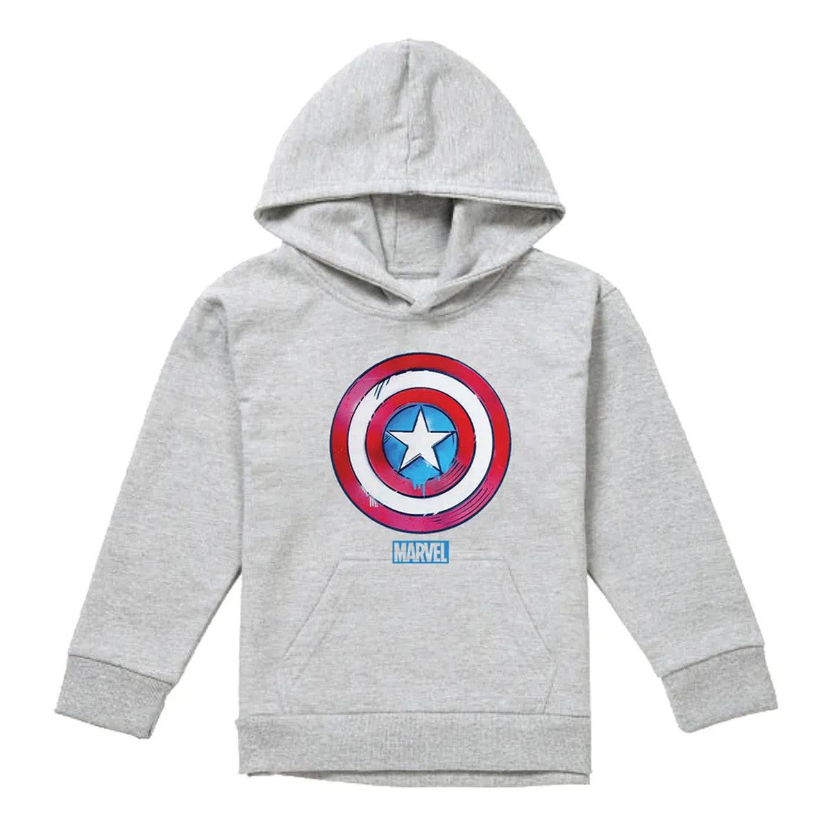 Athletic Heather - Front - Captain America Childrens-Kids Drip Shield Pull Over Hoodie
