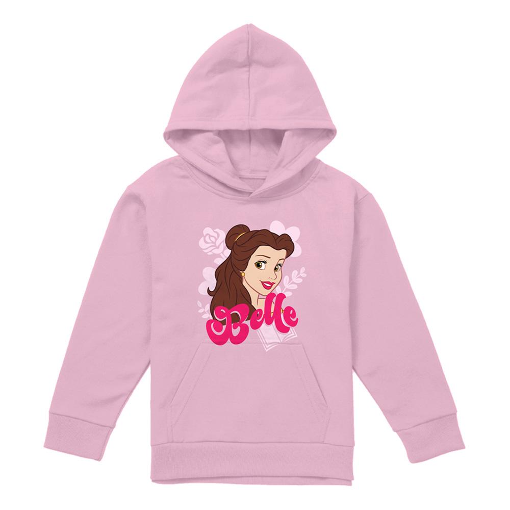 Light Pink - Front - Disney Princess Childrens-Kids Belle Face Hoodie