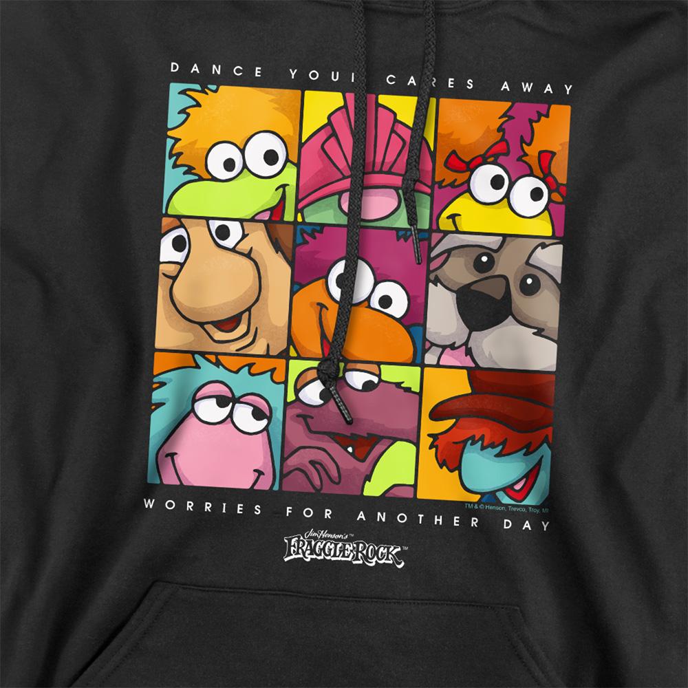 Black - Pack Shot - Fraggle Rock Unisex Adult Grid Squared Hoodie