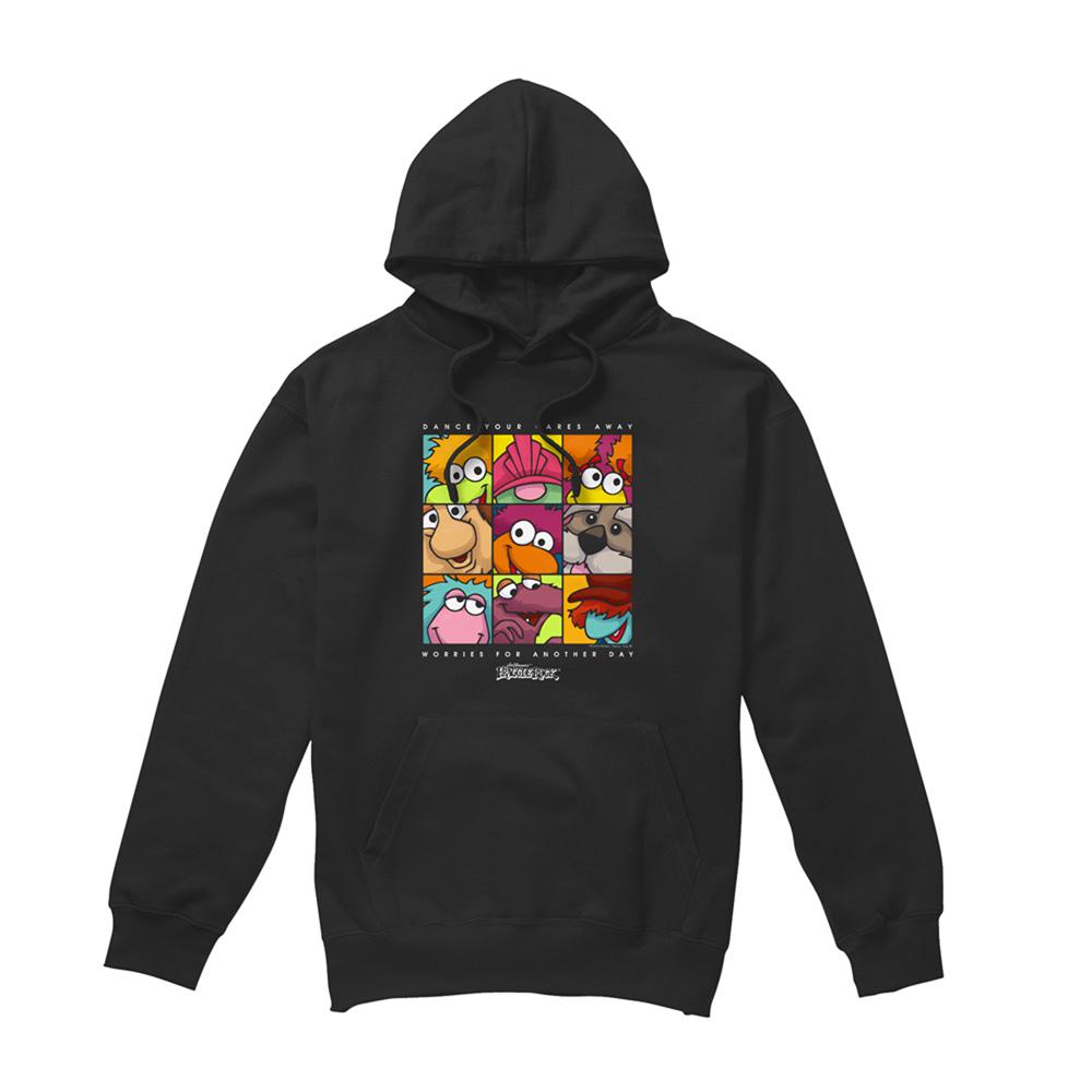 Black - Front - Fraggle Rock Unisex Adult Grid Squared Hoodie