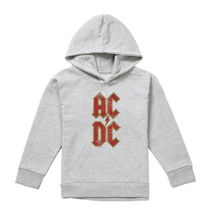 Athletic Heather - Front - AC-DC Childrens-Kids Stacked Logo Heather Hoodie