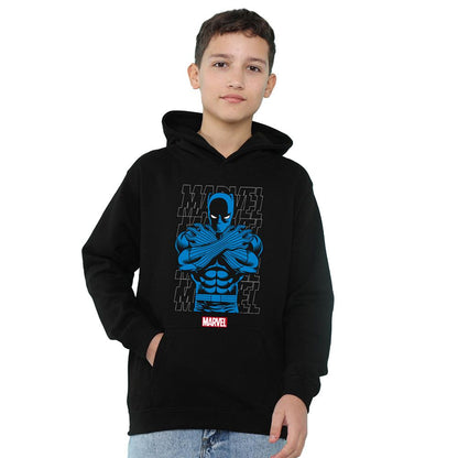 Athletic Heather - Side - Black Panther Childrens-Kids Stripes Pull Over Hoodie