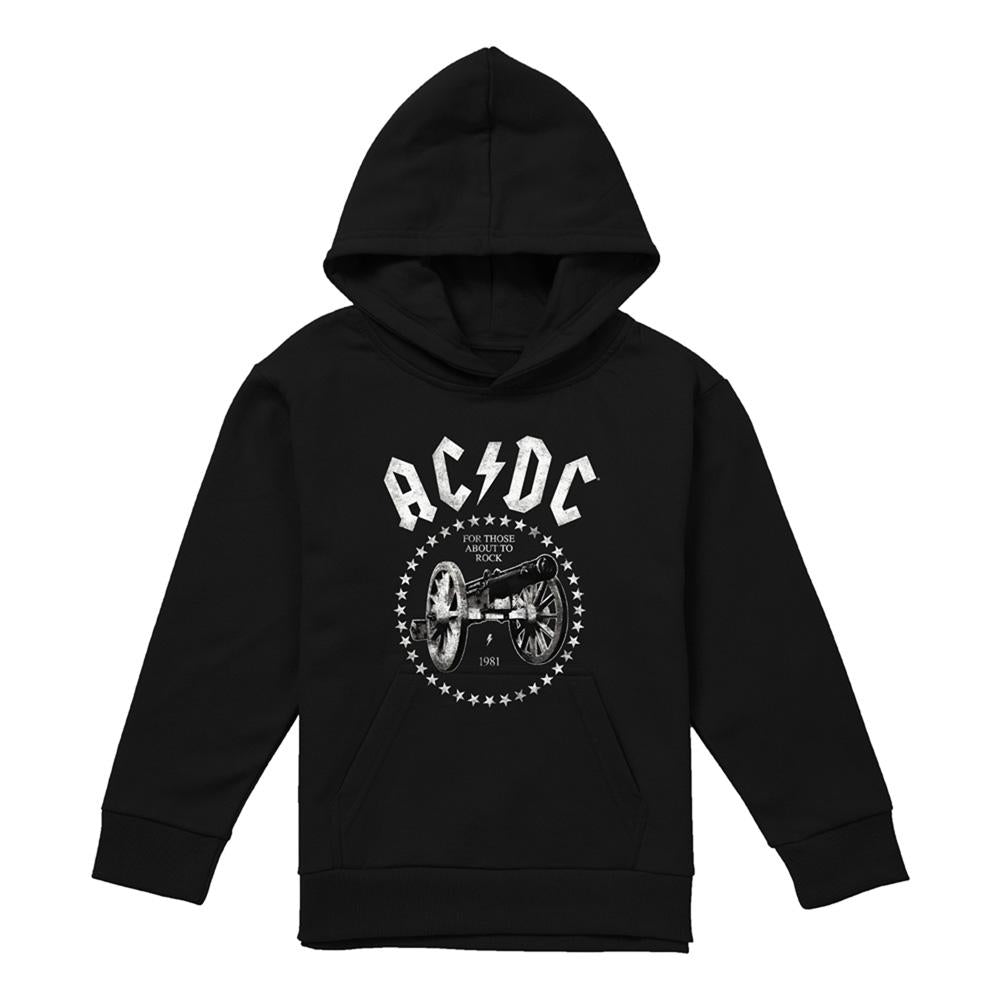 Black - Front - AC-DC Childrens-Kids About To Rock Cannon Hoodie