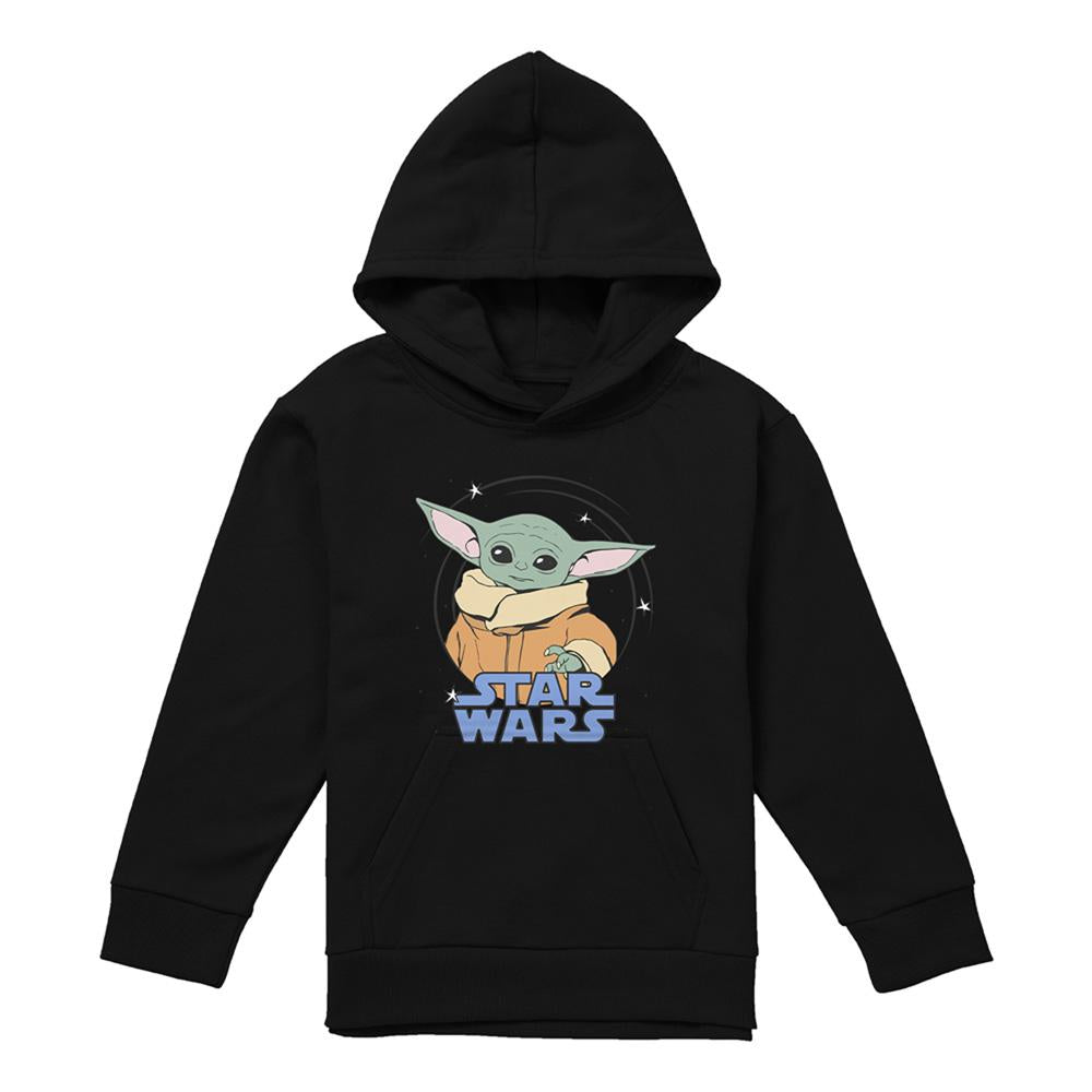 Black - Front - Star Wars Childrens-Kids Grogu Spiral Pullover Hoodie