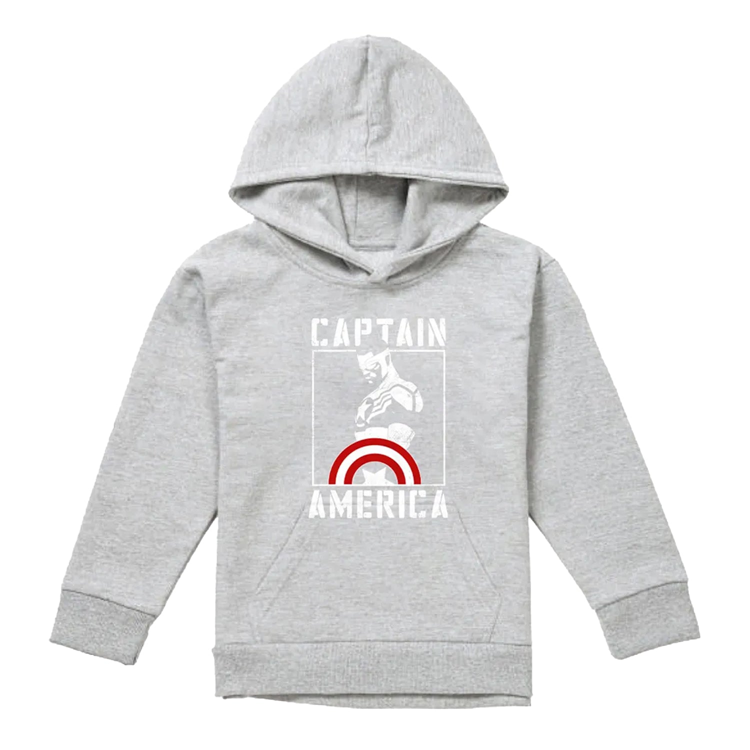 Athletic Heather - Front - Captain America Childrens-Kids Stencil Heather Pull Over Hoodie