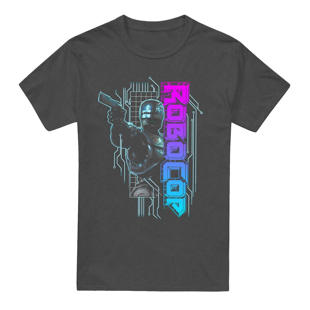 Charcoal - Front - Robocop Unisex Adult Neon Heather T-Shirt