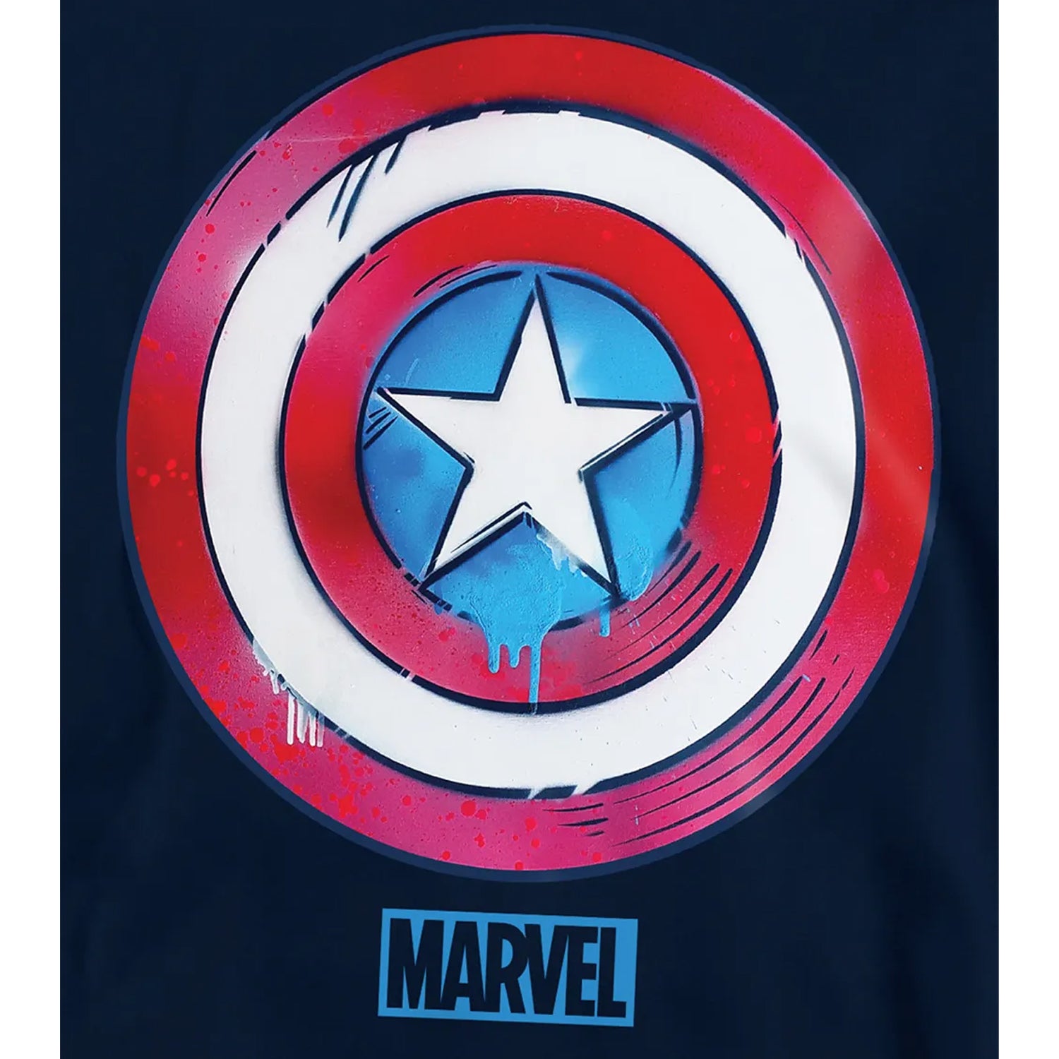 Navy - Side - Captain America Childrens-Kids Shield Pull Over Hoodie