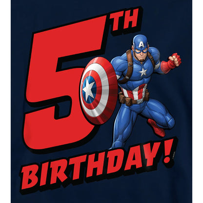 Navy - Pack Shot - Captain America Childrens-Kids 5th Birthday Pull Over Hoodie