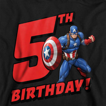Black - Pack Shot - Captain America Childrens-Kids 5th Birthday Pull Over Hoodie