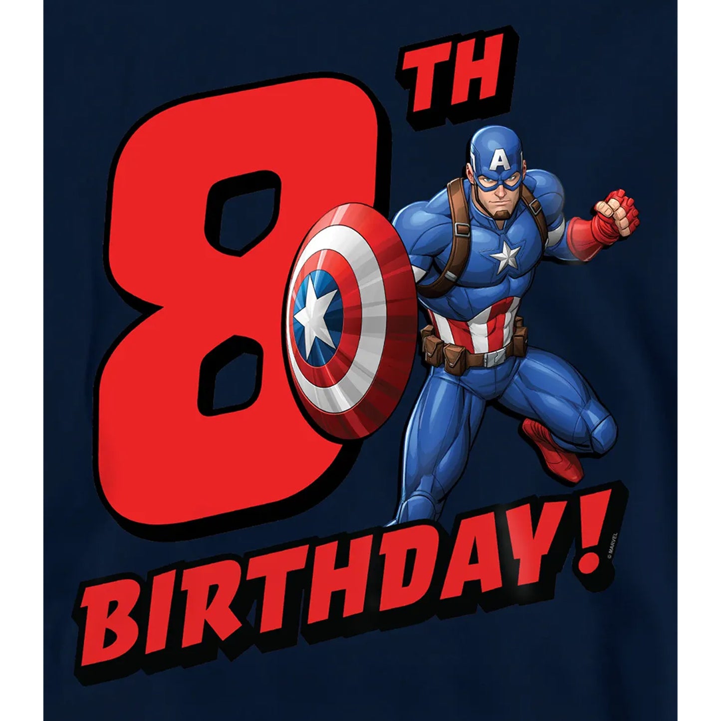 Navy - Pack Shot - Captain America Childrens-Kids 8th Birthday Pull Over Hoodie