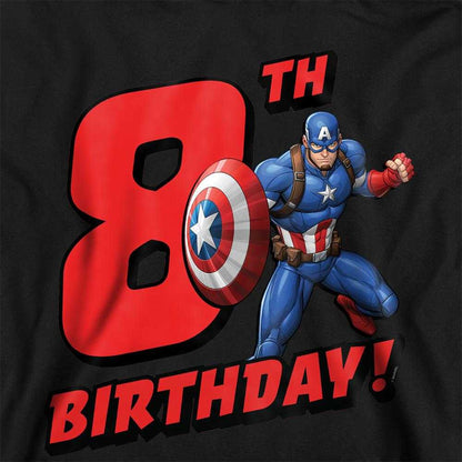 Black - Pack Shot - Captain America Childrens-Kids 8th Birthday Pull Over Hoodie