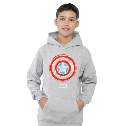 Athletic Heather - Side - Captain America Childrens-Kids Chalk Board Heather Pullover Hoodie