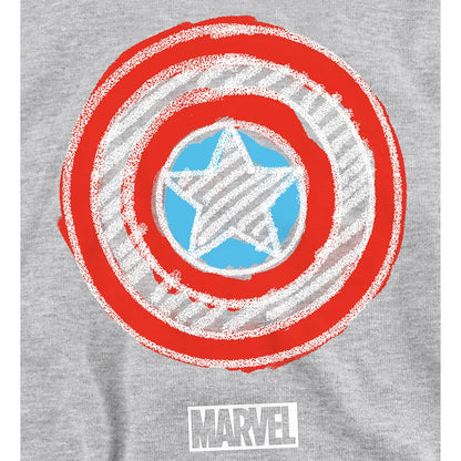 Athletic Heather - Pack Shot - Captain America Childrens-Kids Chalk Board Heather Pullover Hoodie