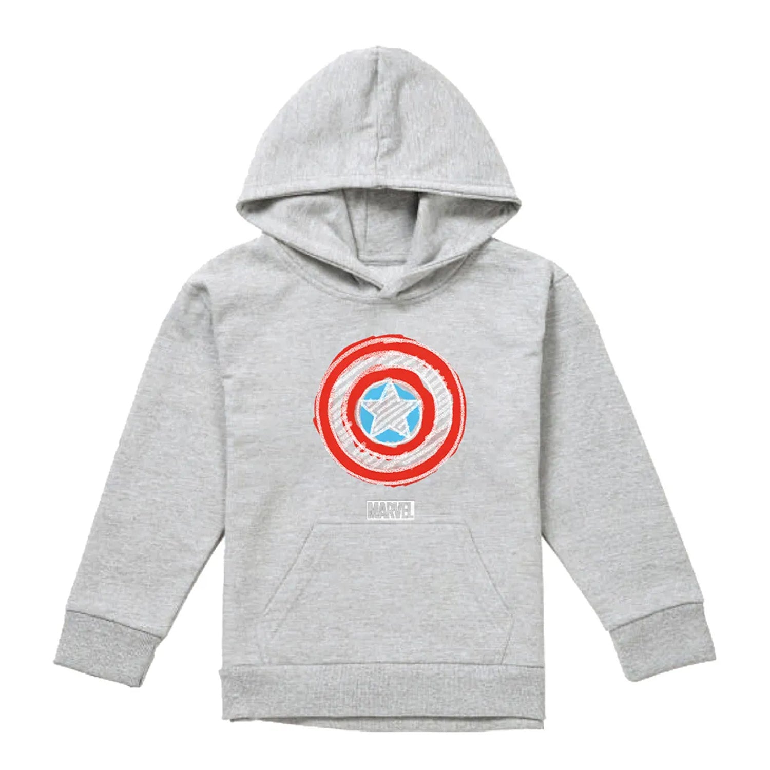 Athletic Heather - Front - Captain America Childrens-Kids Chalk Board Heather Pullover Hoodie