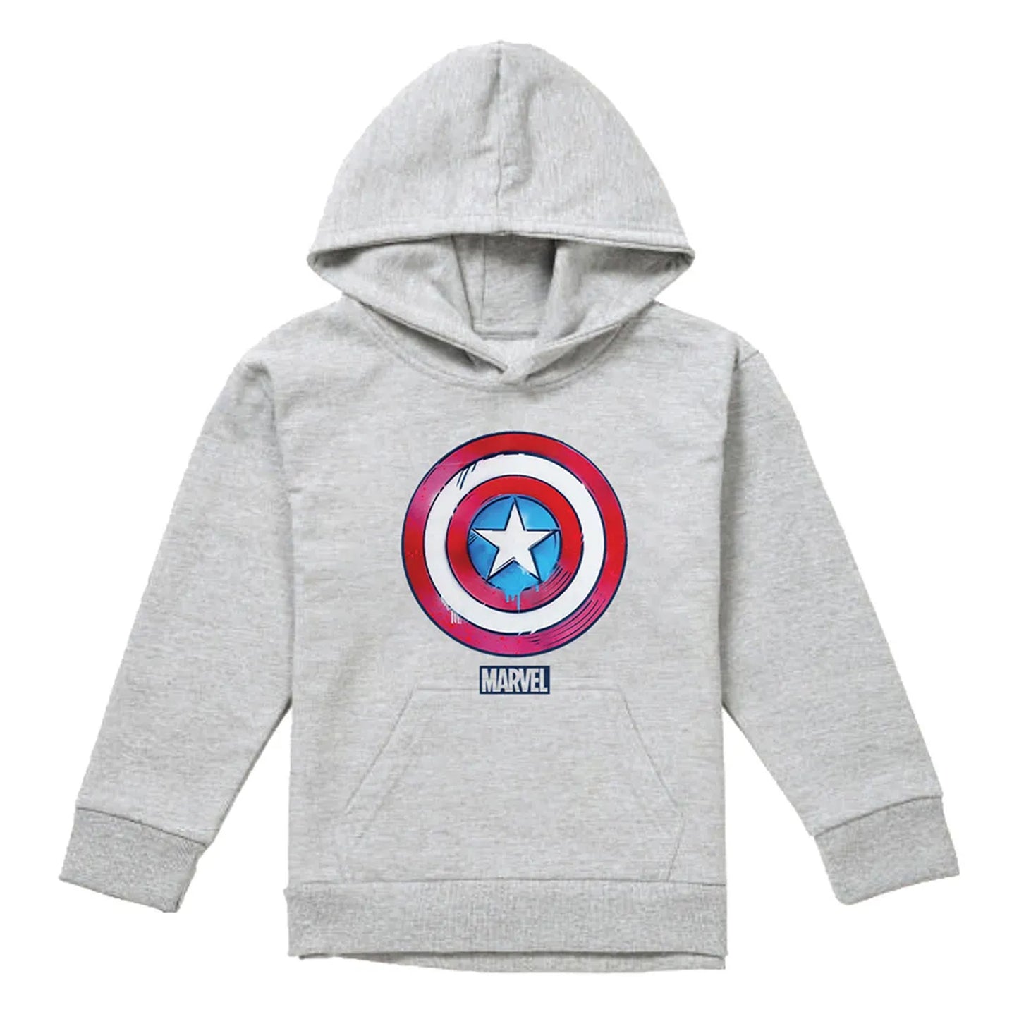 Athletic Heather - Front - Captain America Childrens-Kids Drip Shield Heather Pull Over Hoodie