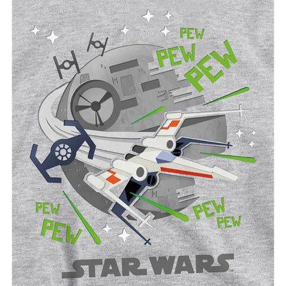 Athletic Heather - Pack Shot - Star Wars Childrens-Kids Pew Pew Star Wars Greatest Kid XWing Heather Pullover Hoodie