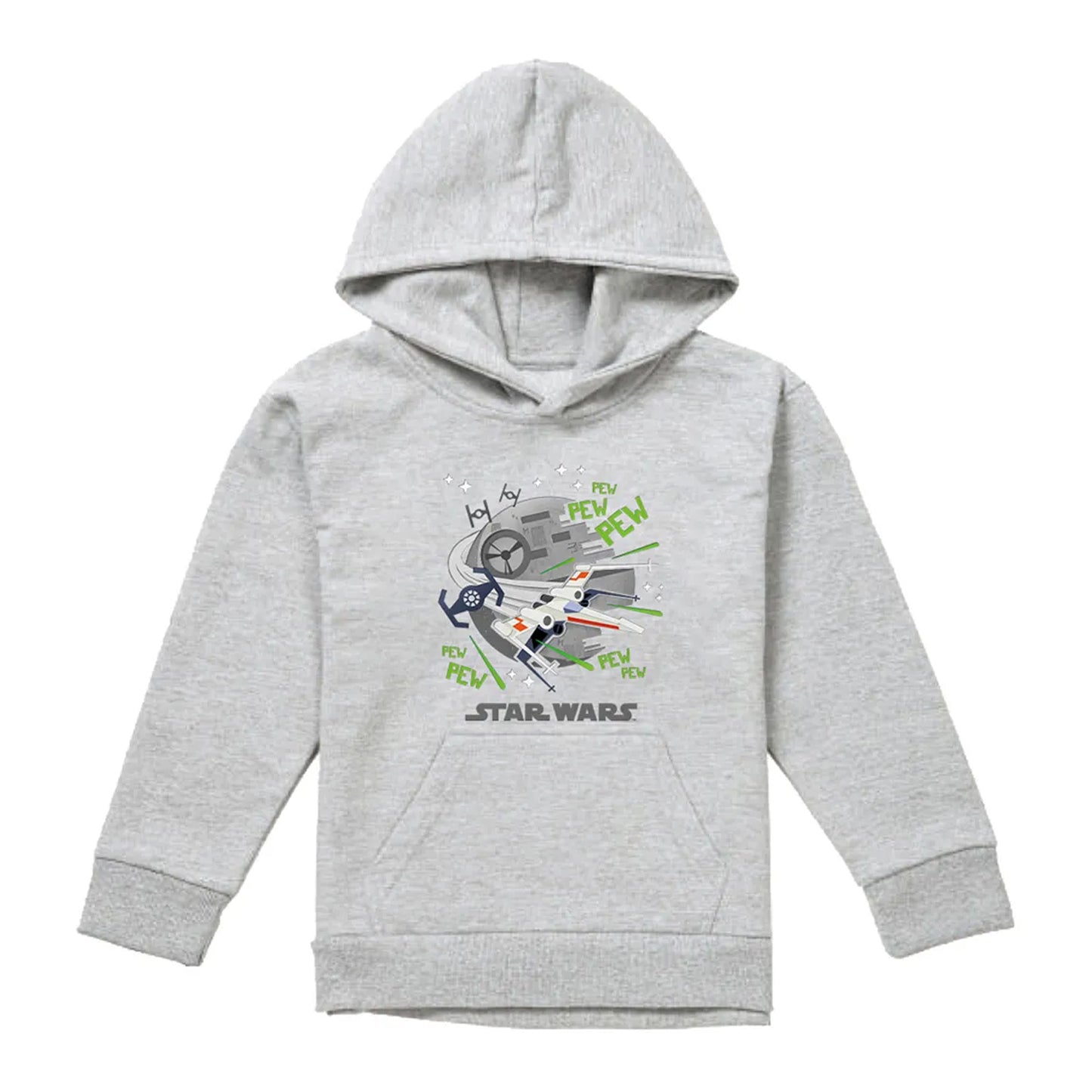 Athletic Heather - Front - Star Wars Childrens-Kids Pew Pew Star Wars Greatest Kid XWing Heather Pullover Hoodie