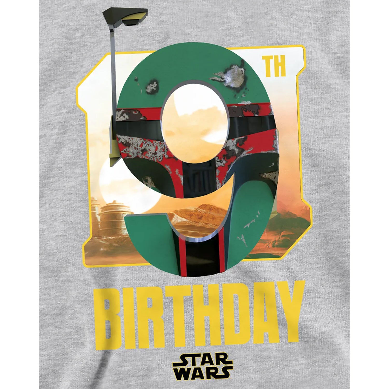 Athletic Heather - Pack Shot - Star Wars Childrens-Kids 9 Boba Fett Heather Pullover Hoodie