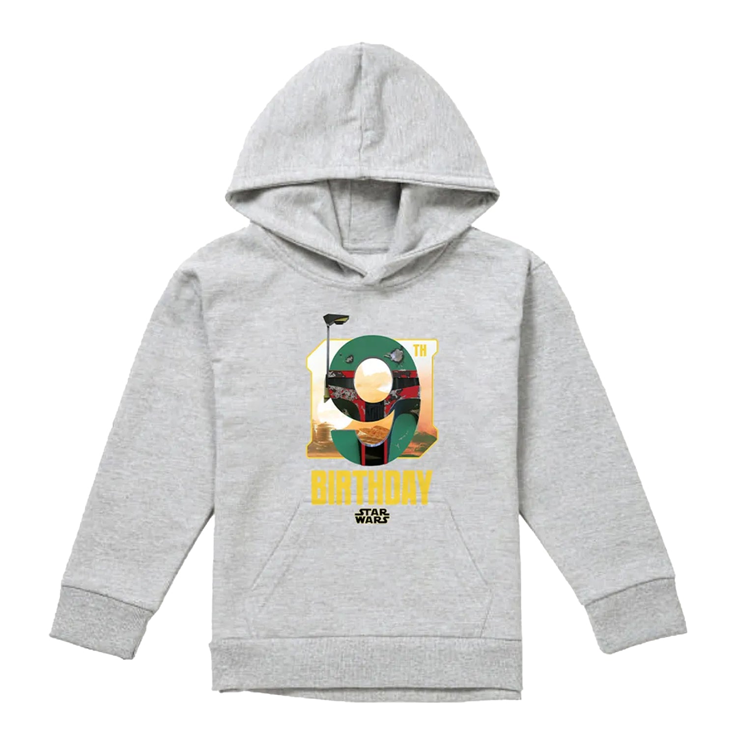 Athletic Heather - Front - Star Wars Childrens-Kids 9 Boba Fett Heather Pullover Hoodie