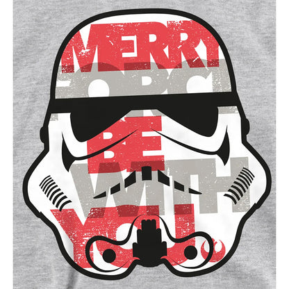Athletic Heather - Pack Shot - Star Wars Childrens-Kids Merry Force Be With You Stormtrooper Heather Christmas Pullover Hoodie