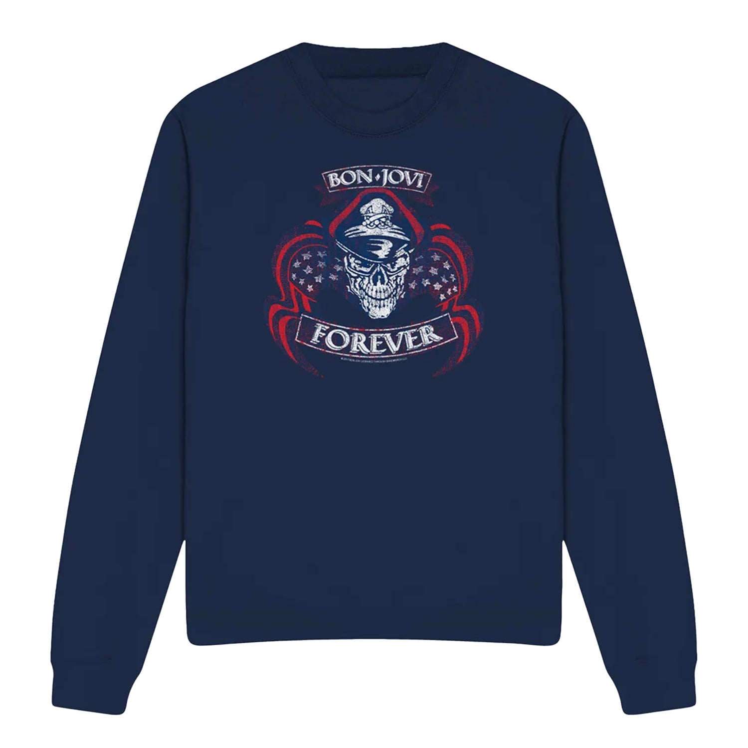 Navy - Front - Bon Jovi Unisex Adult Forever Skull Sweatshirt
