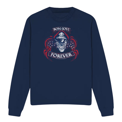 Navy - Front - Bon Jovi Unisex Adult Forever Skull Sweatshirt