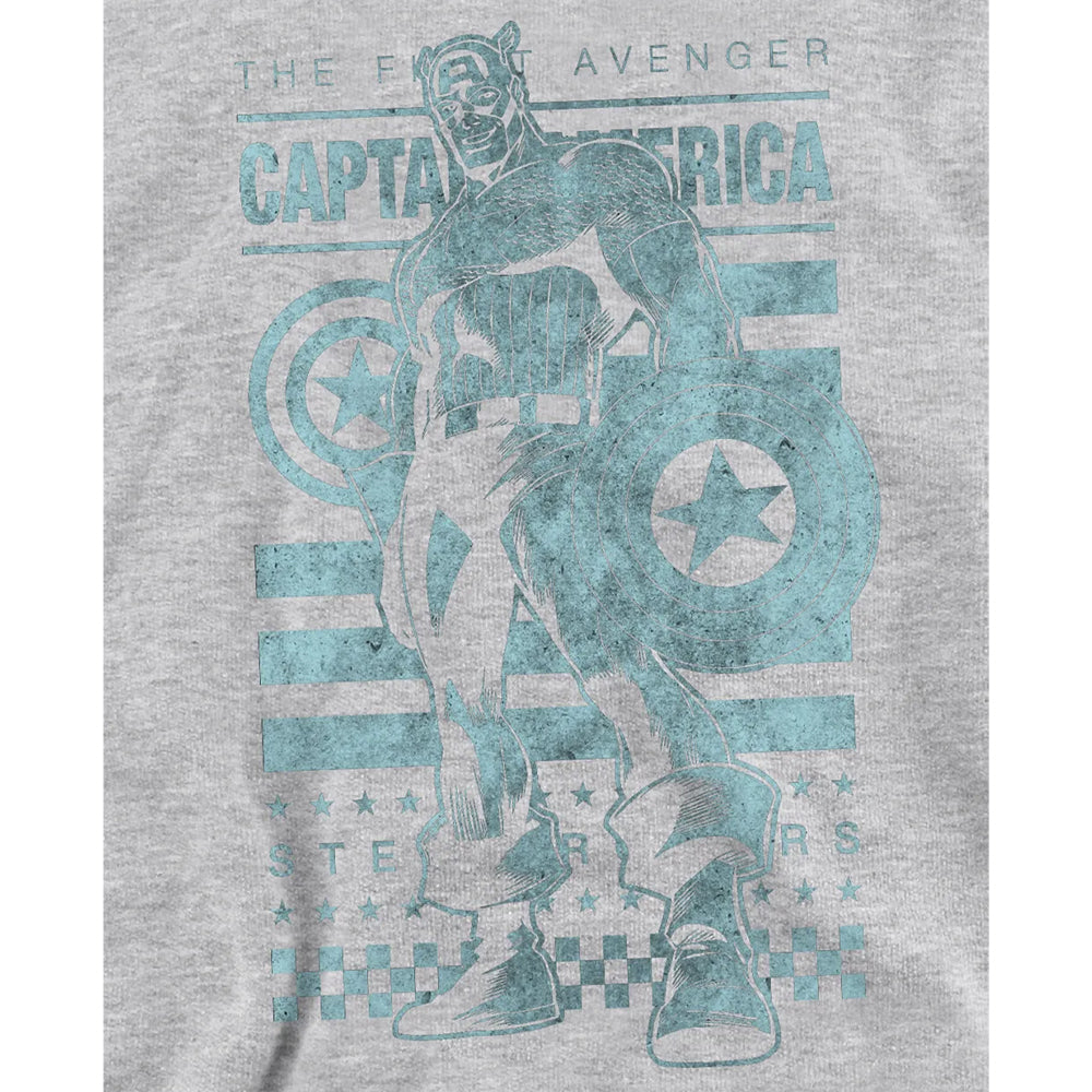 Athletic Heather - Pack Shot - Captain America Childrens-Kids Stars & Stripes Heather Pull Over Hoodie