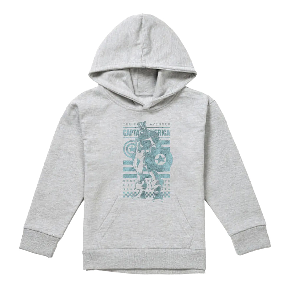 Athletic Heather - Front - Captain America Childrens-Kids Stars & Stripes Heather Pull Over Hoodie