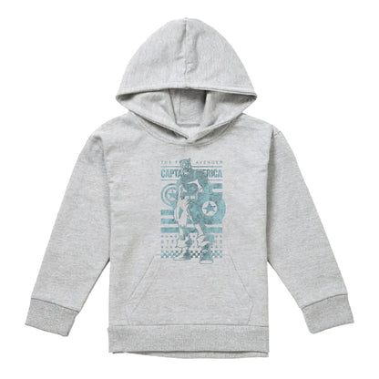 Athletic Heather - Front - Captain America Childrens-Kids Stars & Stripes Heather Pull Over Hoodie