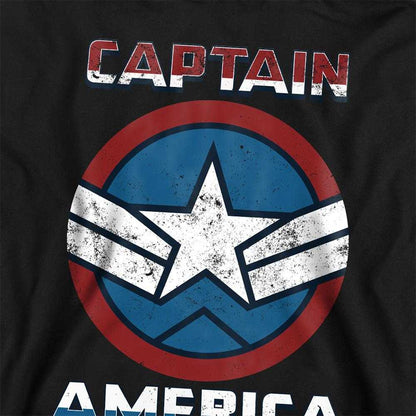 Black - Pack Shot - Captain America Childrens-Kids Badge Pull Over Hoodie