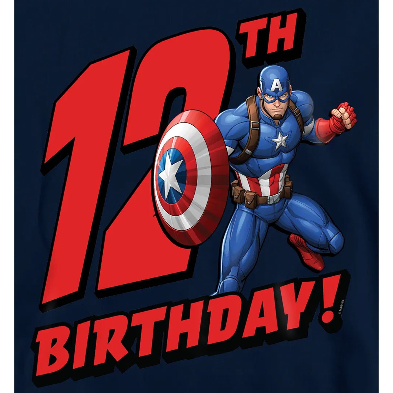 Navy - Pack Shot - Captain America Childrens-Kids Pull Over 12th Birthday Hoodie