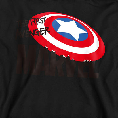 Black - Back - Captain America Childrens-Kids First Avenger Pull Over Hoodie