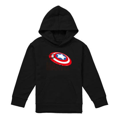 Black - Front - Captain America Childrens-Kids First Avenger Pull Over Hoodie