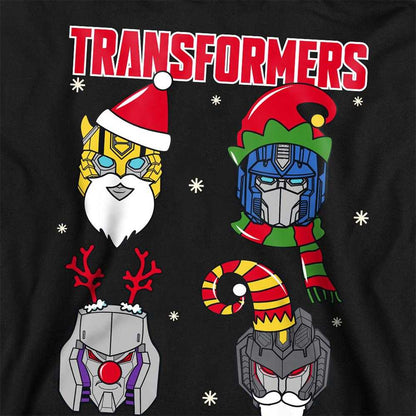 Black - Pack Shot - Transformers Childrens-Kids Robot Santa Hoodie