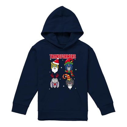 Navy - Front - Transformers Childrens-Kids Robot Santa Hoodie