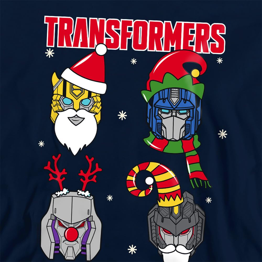 Navy - Pack Shot - Transformers Childrens-Kids Robot Santa Hoodie