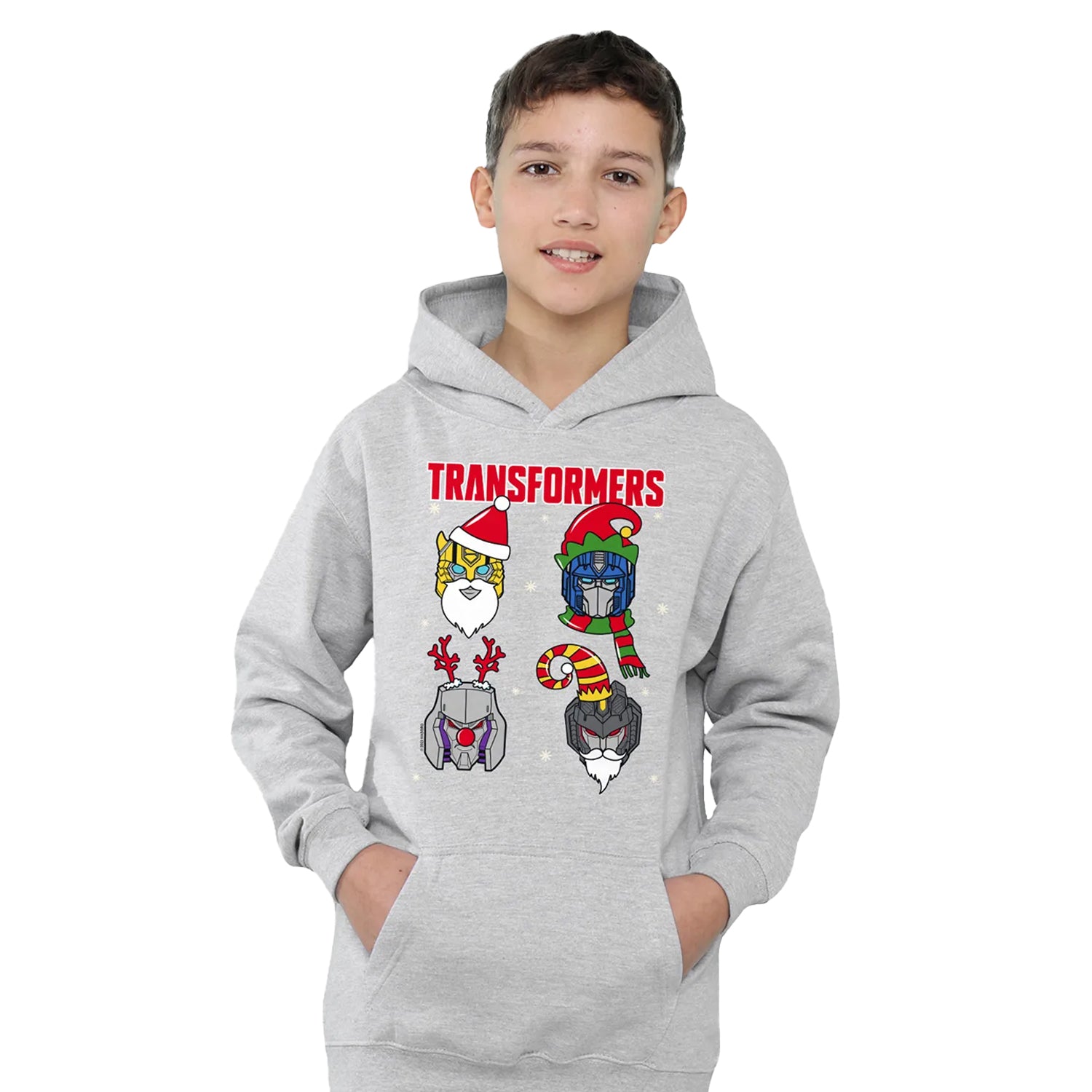 Athletic Heather - Side - Transformers Childrens-Kids Robot Santa Hoodie