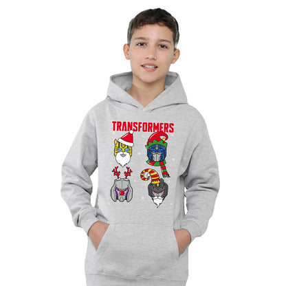 Athletic Heather - Side - Transformers Childrens-Kids Robot Santa Hoodie