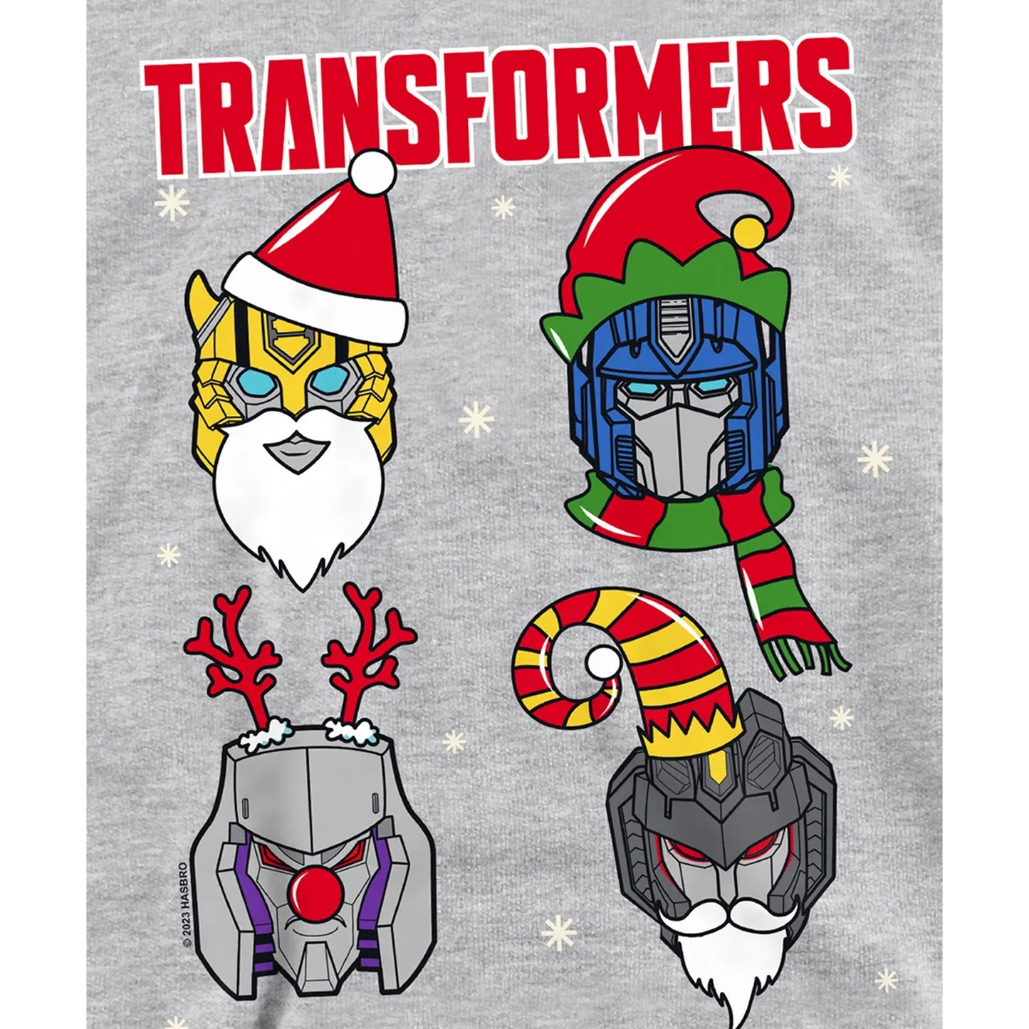 Athletic Heather - Pack Shot - Transformers Childrens-Kids Robot Santa Hoodie