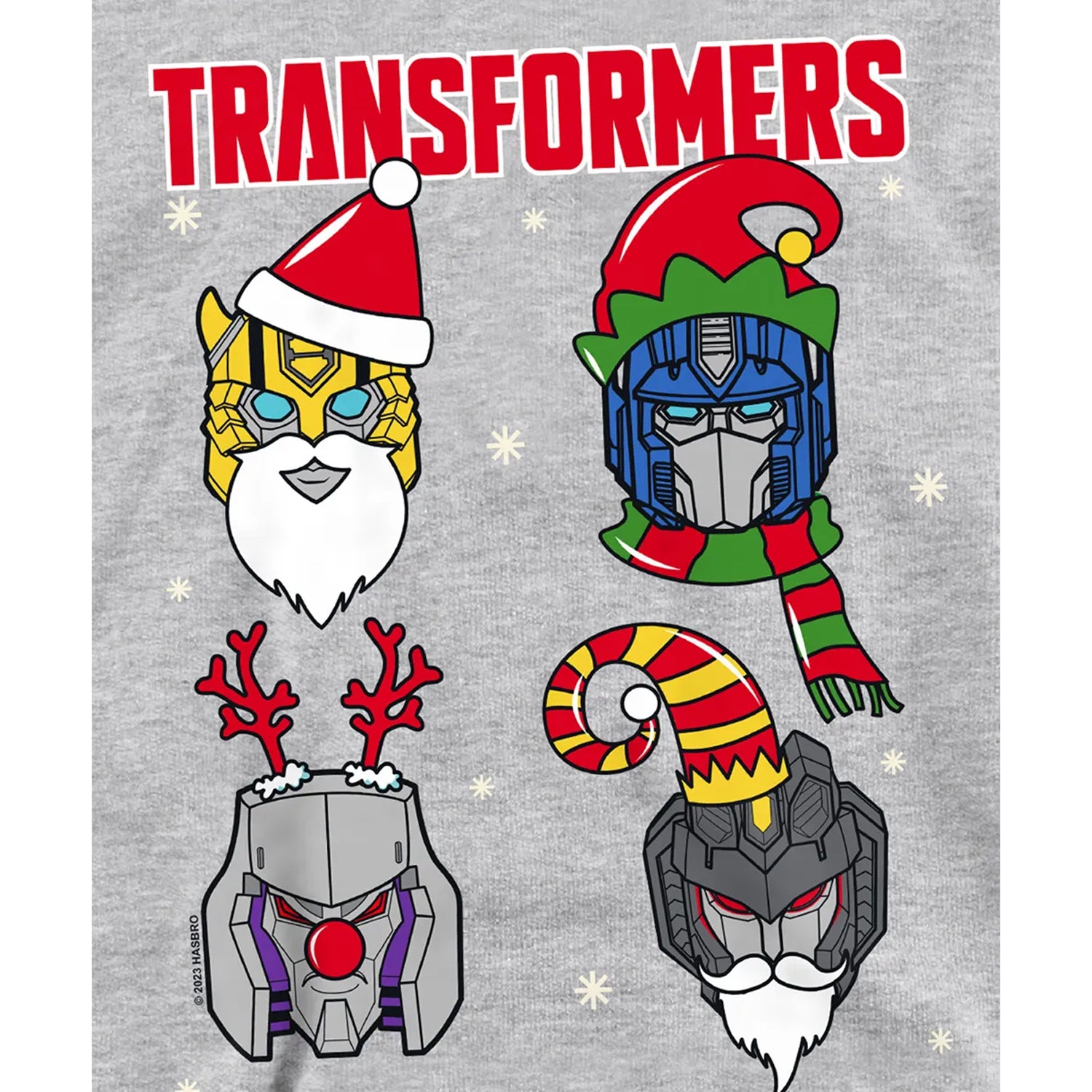 Athletic Heather - Pack Shot - Transformers Childrens-Kids Robot Santa Hoodie