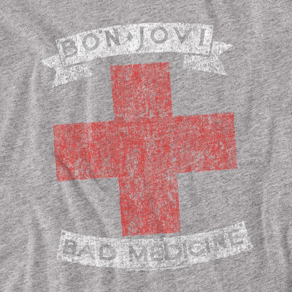 Athletic Heather - Back - Bon Jovi Unisex Adult Bad Medicine T-Shirt
