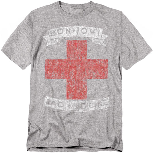 Athletic Heather - Front - Bon Jovi Unisex Adult Bad Medicine T-Shirt