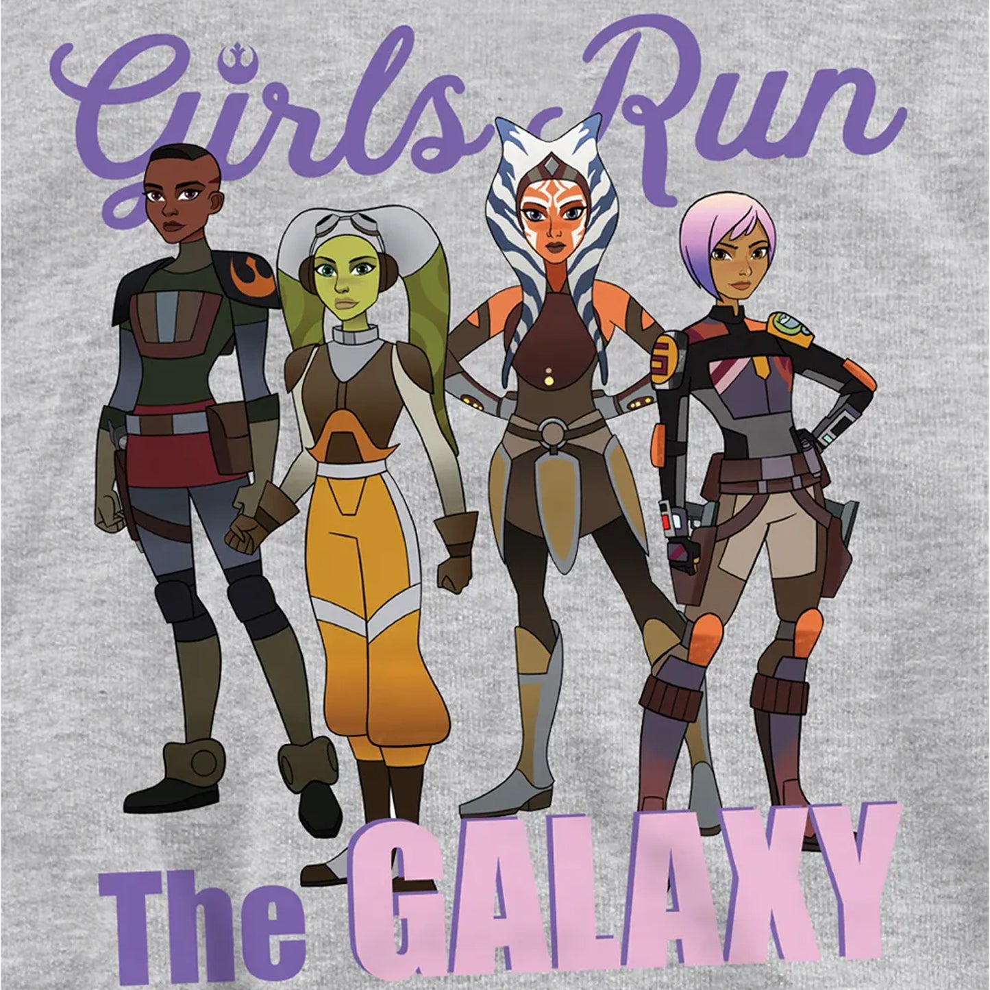 Athletic Heather - Side - Star Wars: Ahsoka Childrens-Kids The Galaxy Characters Heather Pullover Hoodie