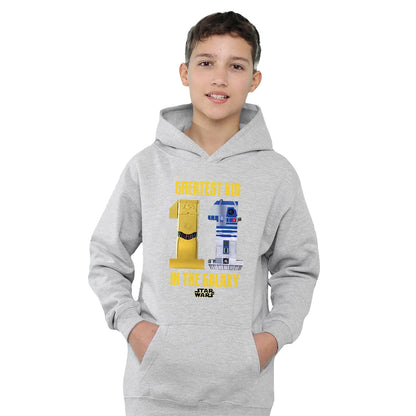 Athletic Heather - Side - Star Wars Childrens-Kids Greatest Kid C3Po R2D2 Pullover Hoodie