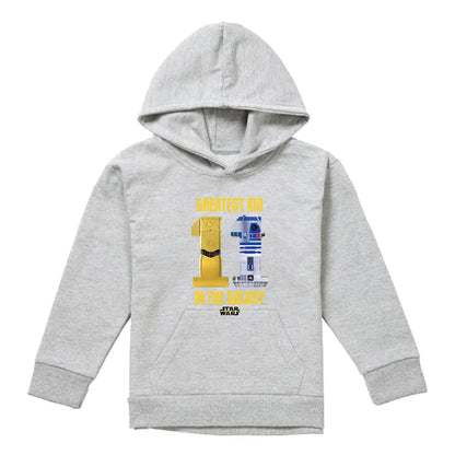 Athletic Heather - Front - Star Wars Childrens-Kids Greatest Kid C3Po R2D2 Pullover Hoodie