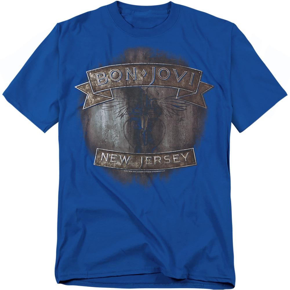 Royal Blue - Front - Bon Jovi Unisex Adult New Jersey T-Shirt