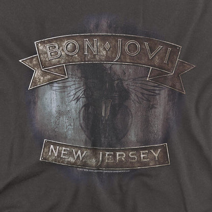 Charcoal - Back - Bon Jovi Unisex Adult New Jersey T-Shirt