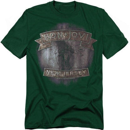 Hunter Green - Front - Bon Jovi Unisex Adult New Jersey T-Shirt