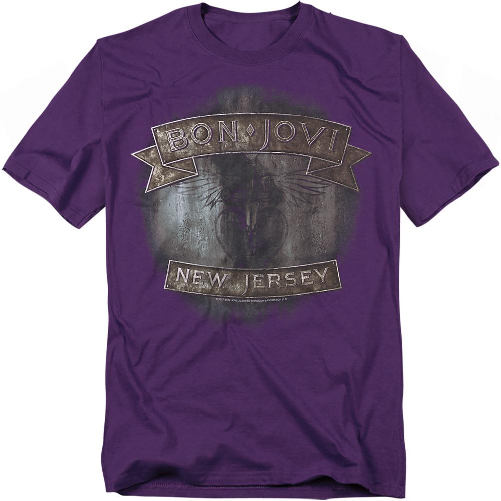 Purple - Front - Bon Jovi Unisex Adult New Jersey T-Shirt